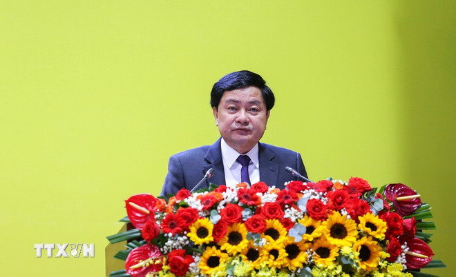 O secretário provincial do Partido Tay Ninh, Nguyen Van Quyet, fez o discurso de abertura do Congresso. (Foto: Thanh Binh/VNA) ttxvn-nguyen-van-quyet.jpg