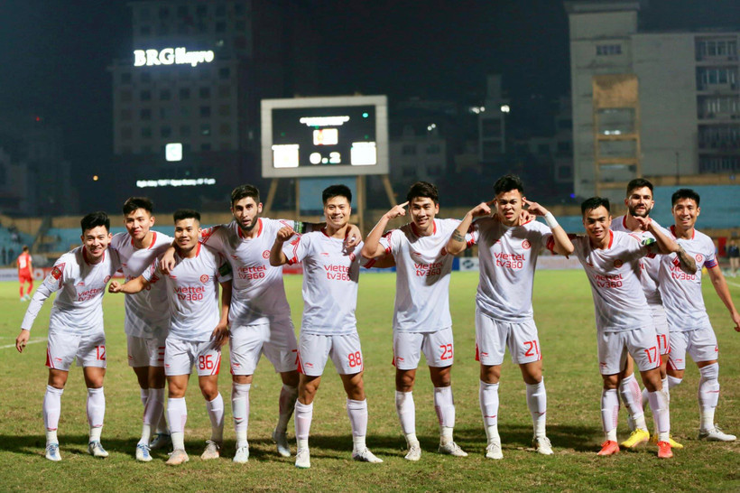 Viettel giành chiến thắng đầu tiên tại V-League 2023 nhờ đánh bại Công an Hà Nội trên sân nhà Hàng Đẫy. (Ảnh: CLB Viettel) 