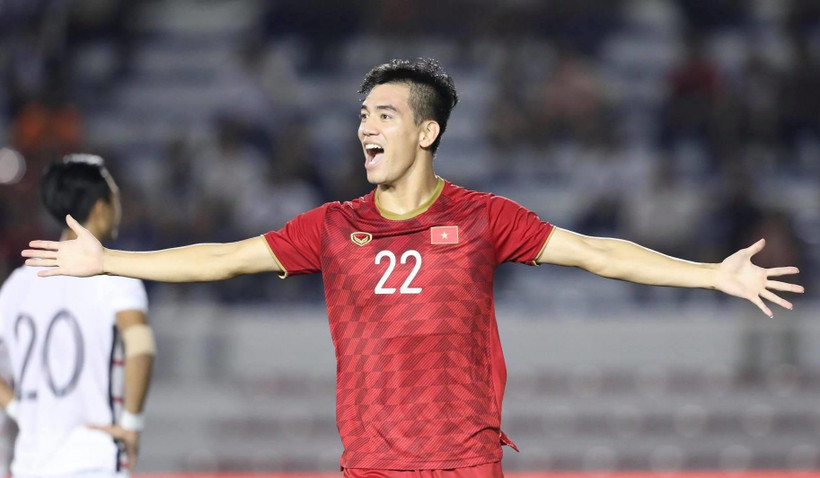 Tiến Linh vui mừng khi góp công giúp tuyển U22 Việt Nam vào chung kết SEA Games sau 10 năm. (Ảnh: Vietnam+)