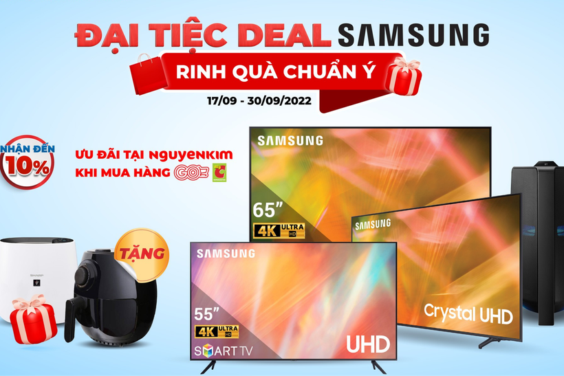 Nhiều thương hiệu lớn như Samsung, Sony... phối hợp với các đại lý triển khai các chương trình khuyến mãi giá tốt. (Ảnh: nguyenkim)