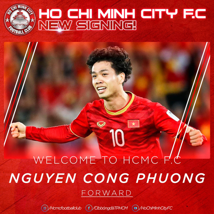 Tiền đạo Công Phượng trở lại V-League thi đấu sau một thời gian ngắn chuyển sang đội bóng Châu Âu. (Ảnh: CLB TP.HCM)