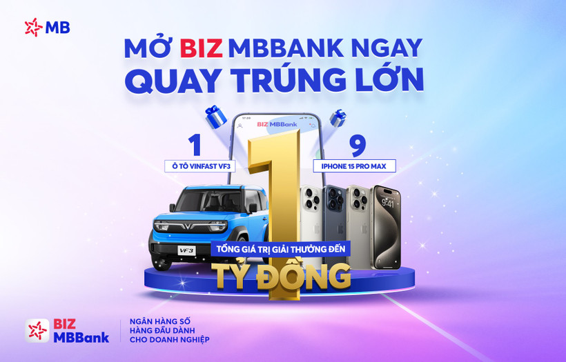 Mở BIZ MBBank ngay – Quay trúng lớn với tổng giá trị giải thưởng đến 1 tỷ đồng. (Ảnh: Vietnam+)