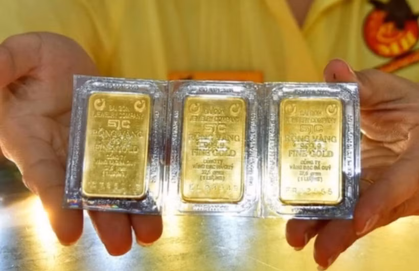 Hai thương hiệu vàng trong nước điều chỉnh tăng mạnh. (Ảnh: PV/Vietnam+)