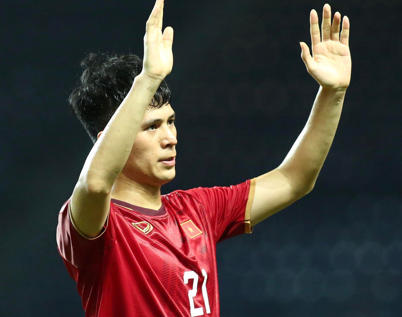Đình Trọng bị treo giò ở trận đấu với tuyển Malaysia vào tháng 3 tới tại vòng loại World Cup 2022. (Ảnh: Nguyên An/Vietnam+)