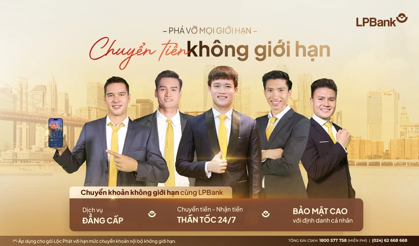 LPBank là ngân hàng đầu tiên ra mắt gói dịch vụ Lộc Phát chuyển tiền không giới hạn đối với các giao dịch chuyển tiền nội bộ và thanh toán online. (Ảnh: Vietnam+)