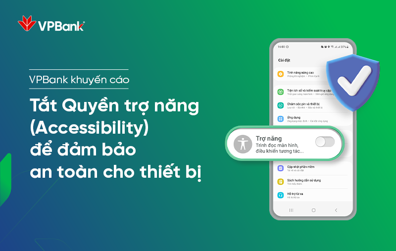 VPBank đã khuyến cáo khách hàng tắt quyền trợ năng từ giữa tháng 11/2023. (Ảnh: PV/Vietnam+)