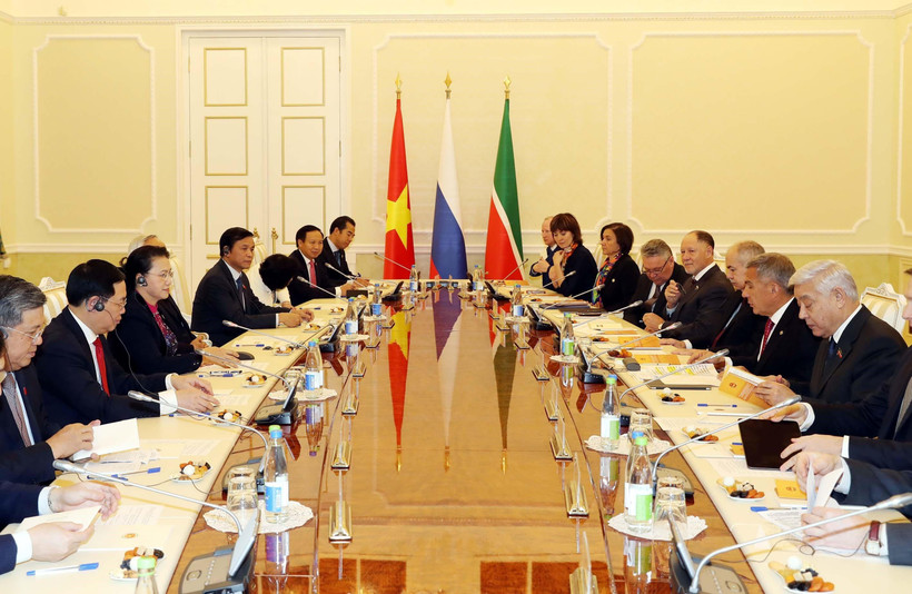 Quang cảnh buổi làm việc. (Ảnh: Trọng Đức/TTXVN)