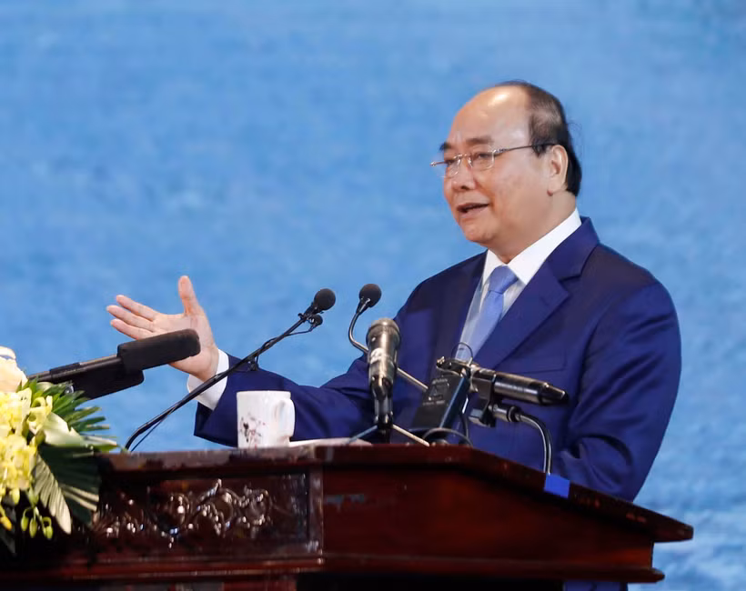 Thủ tướng Nguyễn Xuân Phúc phát biểu chỉ đạo tại hội nghị. (Ảnh: Thống Nhất/TTXVN)