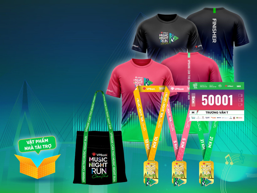 Bộ Racekit của giải đấu VPBank Can Tho Music Night Run 2024. (Ảnh: Vietnam+)