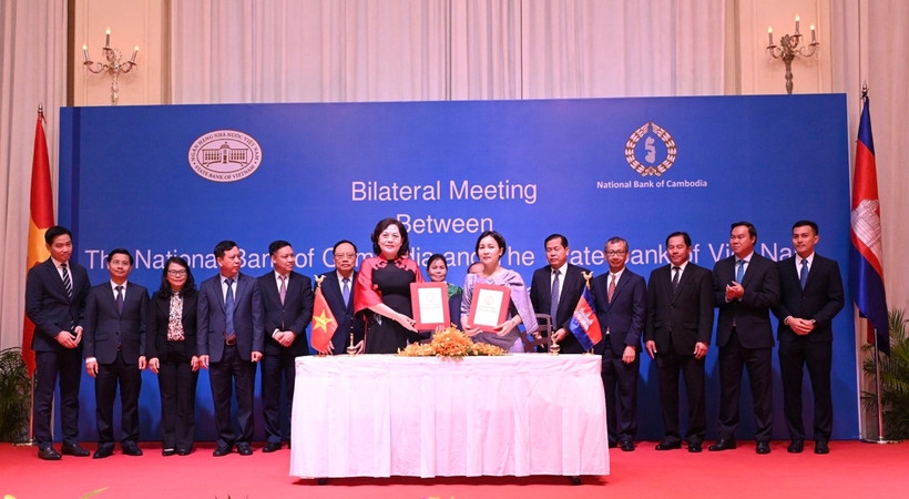 BIDV kết nối thanh toán QR xuyên biên giới tại Campuchia. (Ảnh: PV/Vietnam+)