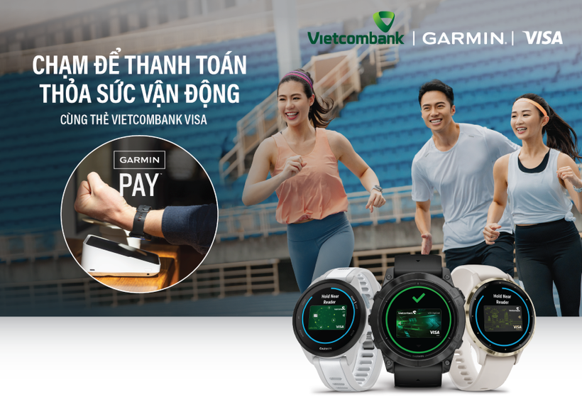 Vietcombank triển khai thanh toán một chạm Garmin Pay cho thẻ Visa. (Ảnh: VIetnam+)