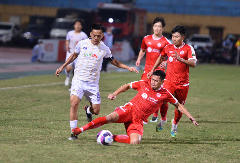 Hà Nội FC thắng tối thiểu 1-0 trước Viettel ở lượt đi V-League 2022. (Ảnh: PV/Vietnam+) 