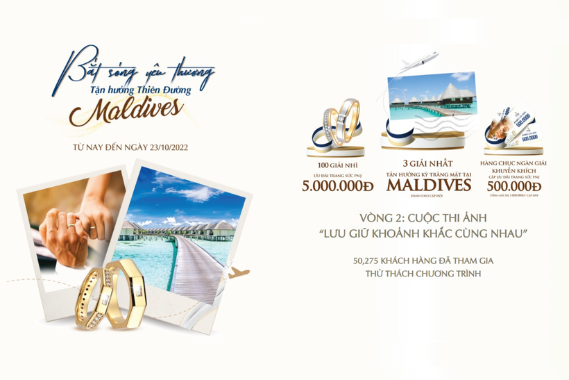 Khách hàng khi mua trang sức tại hệ thống PNJ có cơ hội nhận được giải thưởng là chuyến du lịch Maldives. (Ảnh: pnj)