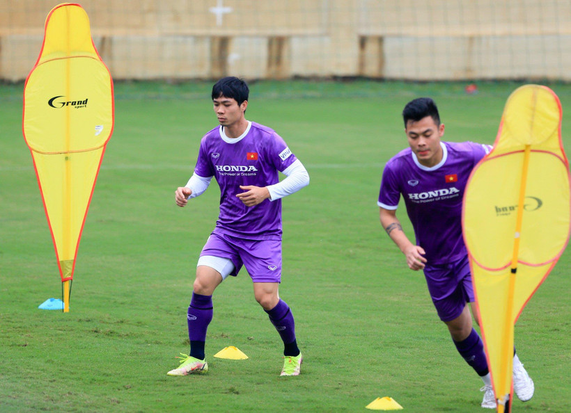 Đội tuyển Việt Nam đối mặt bài toàn khó về lực lượng trước trận gặp Oman vào ngày 24/3. (Ảnh: PV/Vietnam+) 