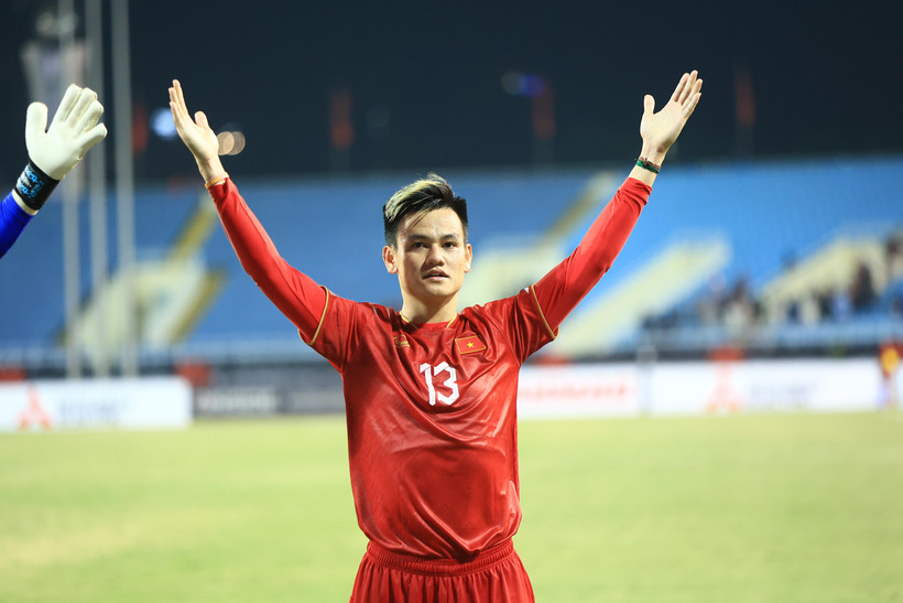Đội tuyển Việt Nam hướng đến ngôi đầu bảng B tại AFF Cup 2022. (Ảnh: PV/Vietnam+) 