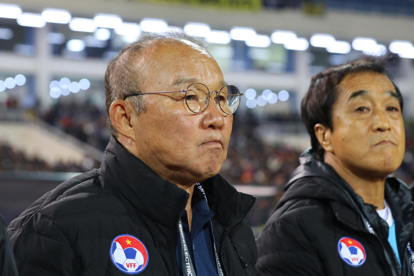 Huấn luyện viên Park Hang-seo tự tin giúp tuyển Việt Nam vào bán kết AFF Cup 2022 với ngôi đầu bảng B. (Ảnh: PV/Vietnam+) 