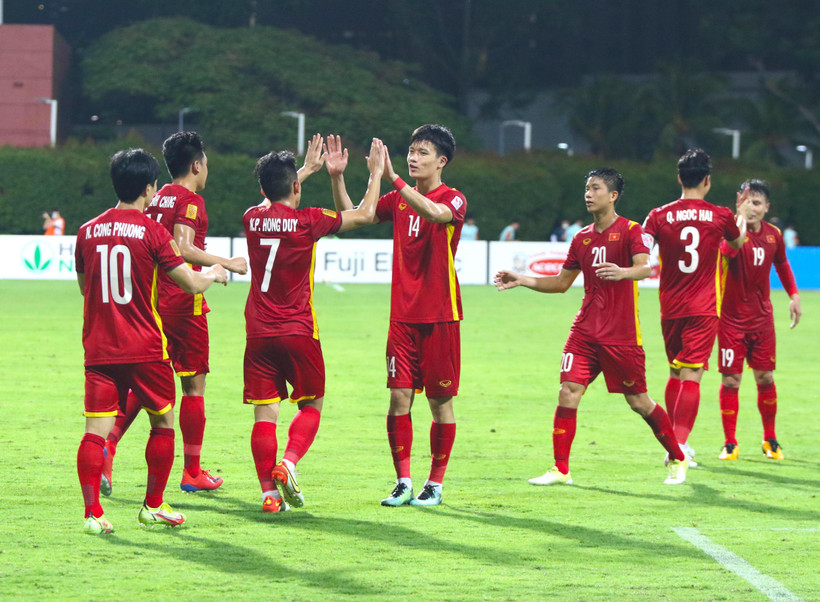 Đội tuyển Việt Nam đứng nhì bảng B tại AFF Cup 2020 sau hai trận đấu đầu tiên. (Ảnh: VFF) 