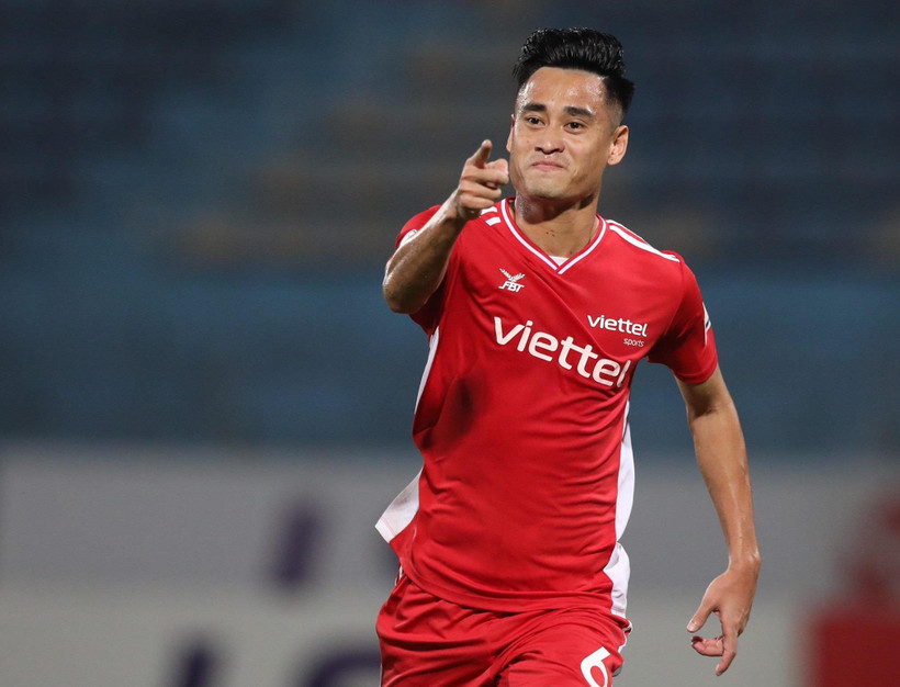 Viettel đang đứng thứ hai trên bảng xếp hạng V-League, chỉ kém 3 điểm so với đội dẫn đầu Hoàng Anh Gia Lai. (Ảnh: PV/Vietnam+)