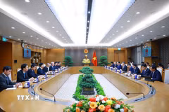 Thủ tướng Lê Minh Hưng tiếp Chủ tịch Cơ quan Hợp tác Quốc tế Nhật Bản (JICA) Tanaka Akihiko. (Ảnh: Dương Giang/TTXVN)