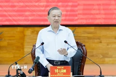 Tổng Bí thư Tô Lâm phát biểu chỉ đạo tại buổi làm việc với Ban Thường vụ Tỉnh ủy An Giang. (Ảnh: Thống Nhất/TTXVN)