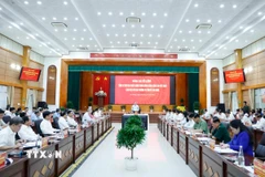 Tổng Bí thư Tô Lâm phát biểu chỉ đạo tại buổi làm việc với Ban Thường vụ Tỉnh ủy An Giang. (Ảnh: Thống Nhất/TTXVN)