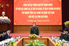 Đại tướng Nguyễn Trọng Nghĩa phát biểu tại buổi làm việc với lãnh đạo tỉnh Cao Bằng. (Nguồn: Quân đội Nhân dân)