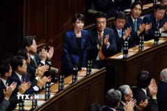 Thủ tướng Nhật Bản Takaichi Sanae tại phiên họp Quốc hội ở Tokyo ngày 18/2/2026. (Ảnh: THX/TTXVN)