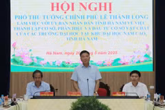 Phó Thủ tướng Chính phủ Lê Thành Long phát biểu tại buổi làm việc. (Ảnh: Thanh Tuấn/TTXVN)