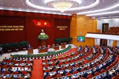 Phiên khai mạc Hội nghị lần thứ ba Ban Chấp hành Trung ương Đảng khóa XIV. (Ảnh: Dương Giang/TTXVN)
