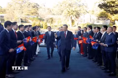 Tổng Bí thư, Chủ tịch nước Tô Lâm dự Lễ khánh thành trụ sở mới Đại sứ quán Việt Nam tại Australia. (Ảnh: Thống Nhất/TTXVN)