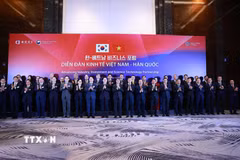 Thủ tướng Lê Minh Hưng và Tổng thống Hàn Quốc Lee Jae Myung cùng các đại biểu dự Diễn đàn kinh tế Việt Nam-Hàn Quốc. (Ảnh: Dương Giang/TTXVN)