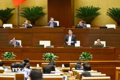 Bộ trưởng Bộ Công an Lương Tam Quang giải trình, làm rõ một số vấn đề đại biểu Quốc hội nêu. (Ảnh: Doãn Tấn/TTXVN)