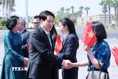Lễ tiễn Chủ tịch nước Lương Cường và Phu nhân tại Sân bay Quốc tế Cairo. (Ảnh: Lâm Khánh/TTXVN)