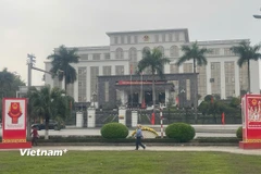 Panô tuyên truyền về bầu cử tại xã Trấn Yên, tỉnh Lào Cai. (Ảnh: Trí Đức/Vietnam+)