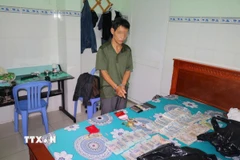 Đối tượng Đỗ Đình Mai (sinh năm 1967, tạm trú tại xã Thoại Sơn, tỉnh An Giang) bị bắt để điều tra về hành vi trộm cắp tài sản. (Ảnh: TTXVN phát)