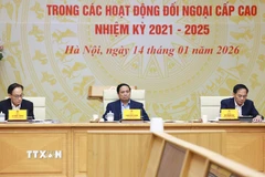 Thủ tướng Phạm Minh Chính chủ trì Hội nghị tổng kết công tác đôn đốc, triển khai các cam kết, thỏa thuận trong các hoạt động đối ngoại cấp cao. (Ảnh: Dương Giang/TTXVN)
