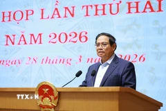 Thủ tướng Phạm Minh Chính phát biểu tại phiên họp lần thứ hai của Ban Chỉ đạo về phát triển khoa học công nghệ và Đề án 06. (Ảnh: Dương Giang/TTXVN)