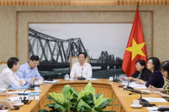 Phó Thủ tướng Hồ Quốc Dũng chủ trì cuộc họp giải quyết vướng mắc liên quan đến thu hồi đất của Tổng Công ty Giấy Việt Nam trên địa bàn tỉnh Phú Thọ. (Ảnh: TTXVN phát)