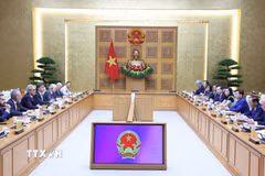 Quang cảnh buổi làm việc. (Ảnh: Văn Điệp/TTXVN)