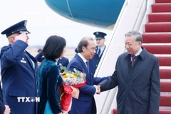 Lễ đón Tổng Bí thư Tô Lâm tại Sân bay quân sự Andrews, thủ đô Washington D.C. (Ảnh: Thống Nhất/TTXVN)