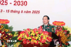 Đại tướng Trịnh Văn Quyết, Bí thư Trung ương Đảng, Chủ nhiệm Tổng cục Chính trị Quân đội Nhân dân Việt Nam dự và chỉ đạo Đại hội. (Ảnh: Xuân Khu/TTXVN)