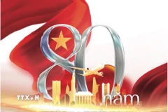 Mẫu biểu trưng của Triển lãm Thành tựu Đất nước nhân dịp kỷ niệm 80 năm Ngày Quốc khánh. (Ảnh: TTXVN phát)
