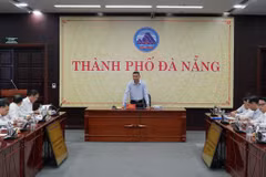Quang cảnh Hội nghị tập huấn công tác triển khai vận hành thử nghiệm hoạt động của phường, xã mới, được tổ chức trực tiếp kết hợp trực tuyến tới các địa phương của thành phố Đà Nẵng và tỉnh Quảng Nam. (Ảnh: Quốc Dũng/TTXVN)