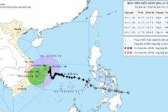 Vị trí và đường đi của bão số 15. (Nguồn: Trung tâm Dự báo Khí tượng Thủy văn Quốc gia)