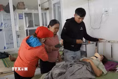 Các nạn nhân trong vụ xe khách lao xuống vực ở đèo An Khê (tỉnh Gia Lai) được điều trị tích cực tại Bệnh viện Đa khoa Trung tâm tỉnh Gia Lai. (Ảnh: Quang Thái/TTXVN)