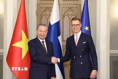 Tổng Bí thư Tô Lâm và Tổng thống Cộng hòa Phần Lan Alexander Stubb sau các lễ ký kết các văn kiện hợp tác. (Ảnh: Thống Nhất/TTXVN)