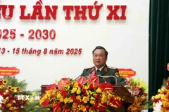 Thiếu tướng Trần Vinh Ngọc, Chính ủy Quân khu 7 được bầu giữ chức Bí thư Đảng ủy Quân khu nhiệm kỳ 2025-2030. (Ảnh: Xuân Khu/TTXVN)