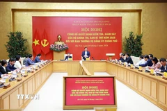 Hội nghị công bố Quyết định kiểm tra, giám sát của Bộ Chính trị, Ban Bí thư năm 2026 đối với Ban Thường vụ Đảng ủy Chính phủ. (Ảnh: Dương Giang/TTXVN)