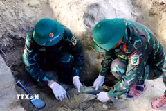 Từ ngày 20 đến 22/7, các lực lượng đã tìm kiếm và quy tập được 7 hài cốt liệt sỹ tại khu vực Câu Nhi, xã Nam Hải Lăng, tỉnh Quảng Trị. (Ảnh: Võ Dung/TTXVN)