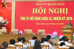 Tỉnh ủy Quảng Ngãi tổ chức Hội nghị Tỉnh ủy mở rộng khóa XX, nhiệm kỳ 2020-2025. (Ảnh: Phạm Cường/TTXVN)